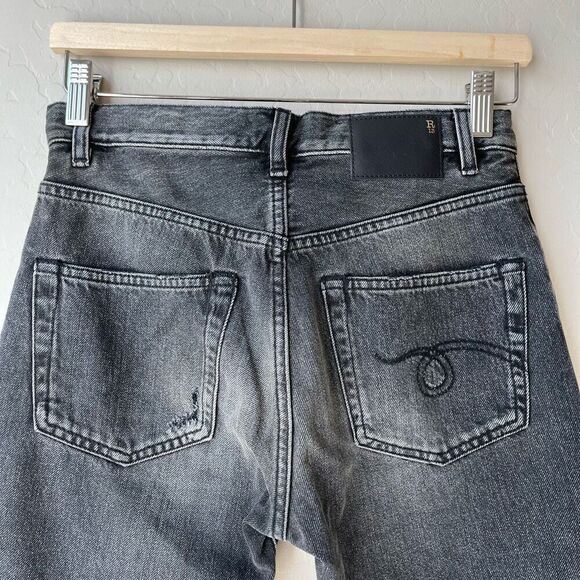 R13 Black Flare Wide Leg Jeans with Distressed Details - Picture 8 of 10